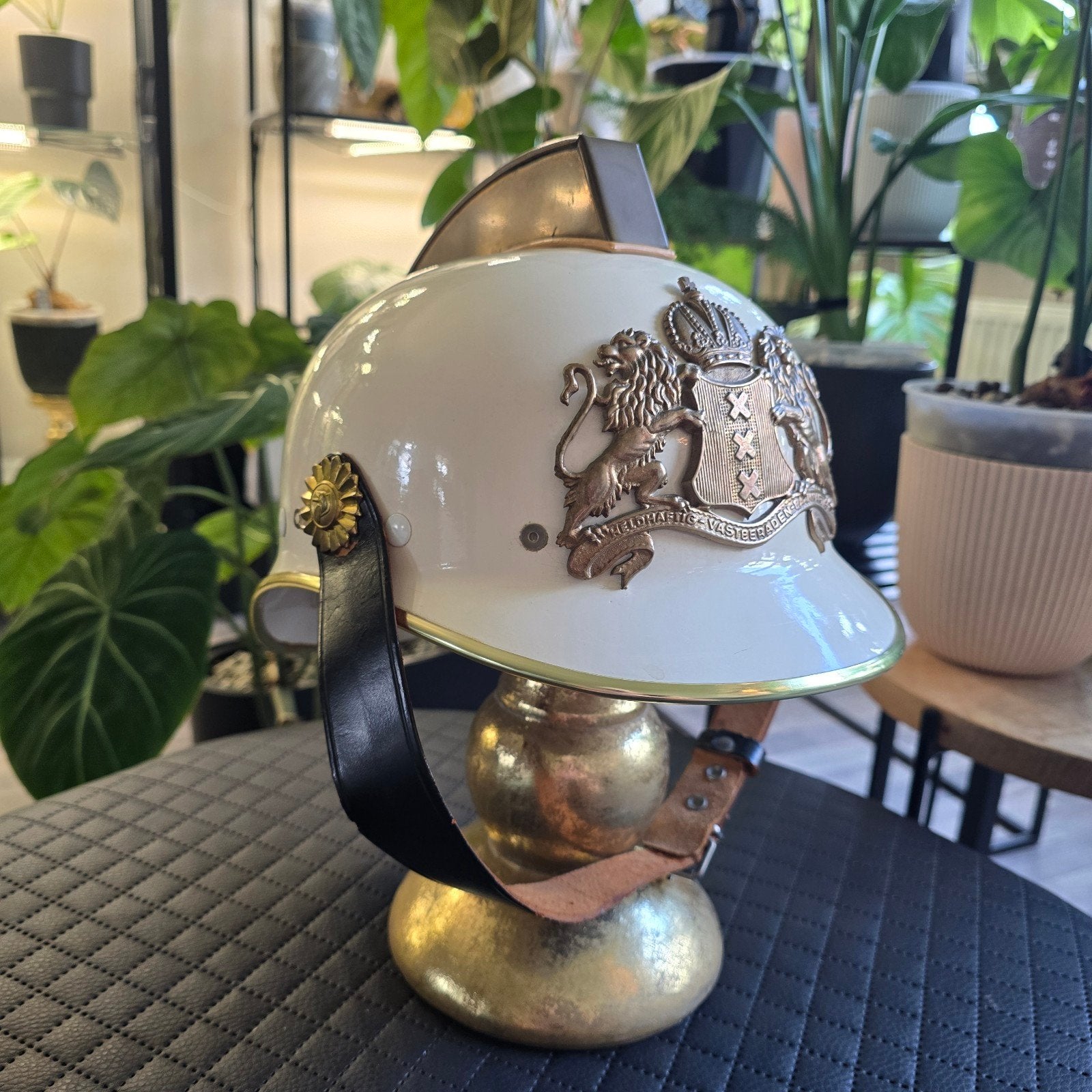 Originele galabrandweerhelm van de Amsterdamse Brandweer., Ophalen of Verzenden