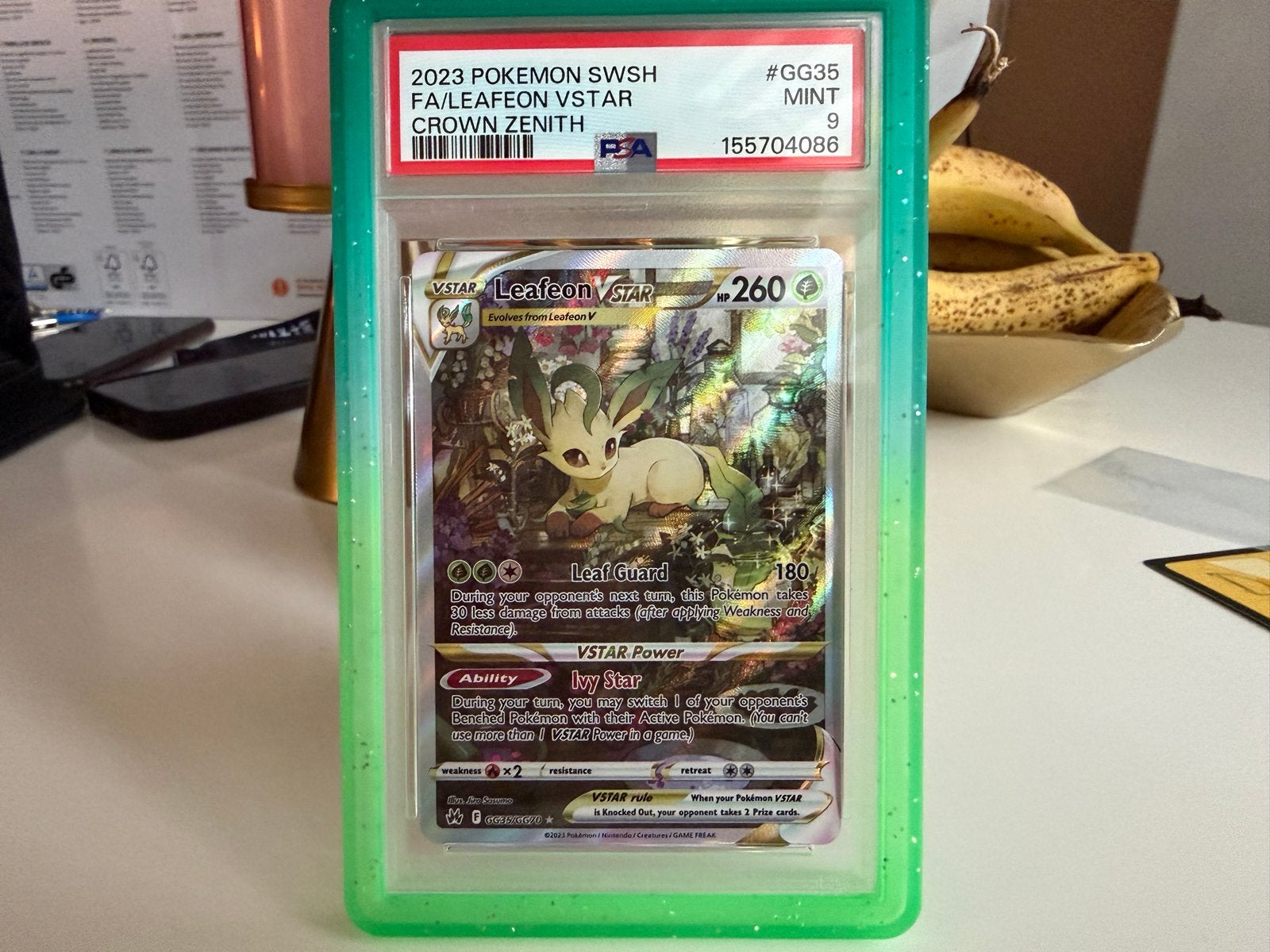 Leafeon VSTAR Crown Zenith PSA 9 Pokémon Kaart, Ophalen, Zo goed als nieuw, Losse kaart, Foil