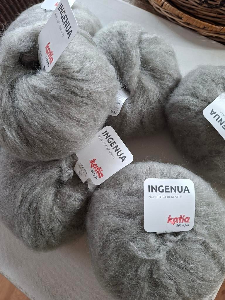 7 bollen katia Ingenua kl. Grijs á  50gr. á 3,99 p/st., Hobby en Vrije tijd, Ophalen of Verzenden, Nieuw, Breien of Haken, Wol of Garen