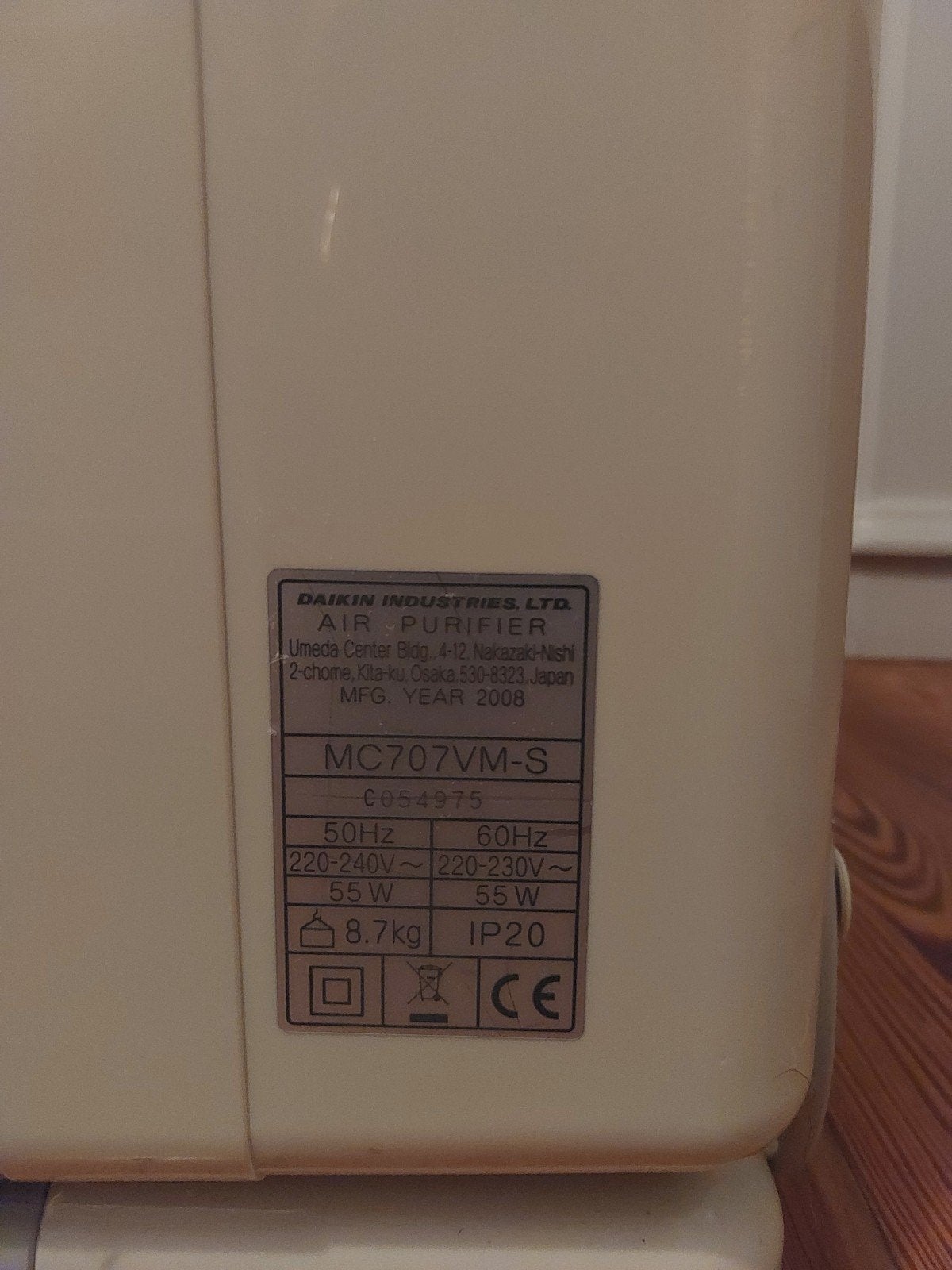 Daikin Luchtreiniger MC707VM-S - Schone Lucht Gegarandeerd, Ophalen, Gebruikt