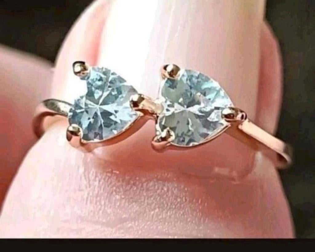 Ringen 2 harten Swarovski maat 16 en 19, Verzenden, Nieuw, Goud