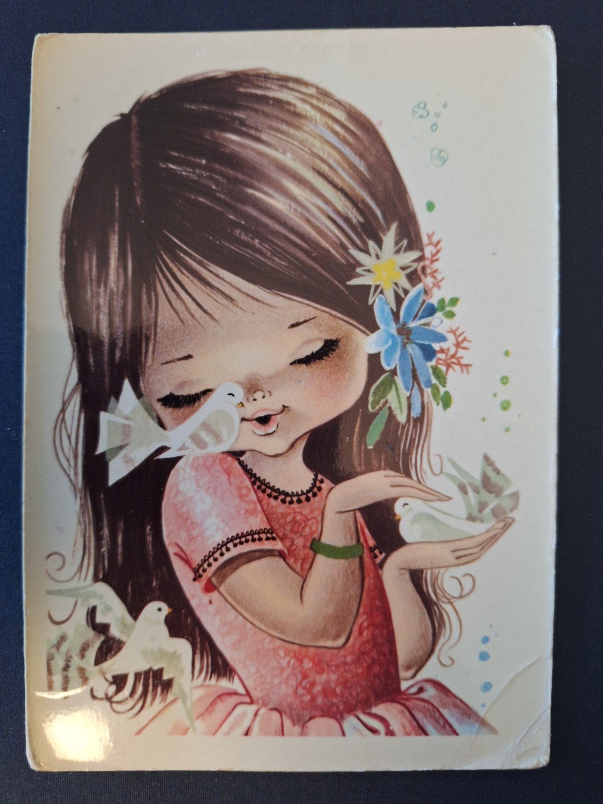 Kinderkaart - Big Eyes stijl, Verzamelen, Ansichtkaarten | Themakaarten, Ophalen of Verzenden, Gelopen, Kinderen