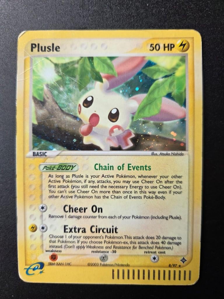 pokemon e card ex dragon holos minun en plusle 7/97 8/97, Ophalen of Verzenden, Gebruikt, Meerdere kaarten, Foil