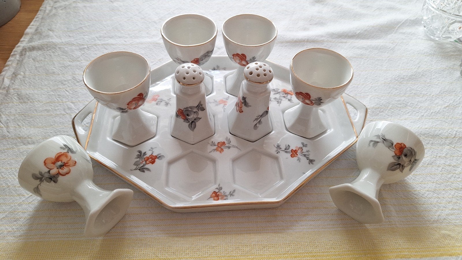 antiek brocante eierdopset., Ophalen of Verzenden