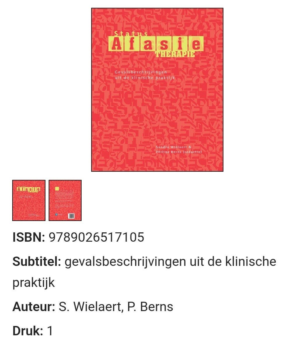 Status Afasie Therapie, S. Wielaert, P. Berns, Zo goed als nieuw, Gamma, HBO