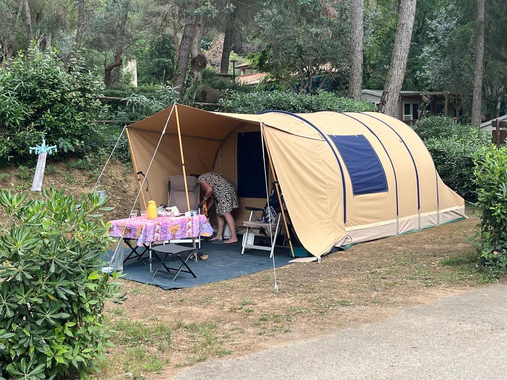 Karstentent type 2800, beige met blauw, Caravans en Kamperen, Ophalen, Nieuw, Tot en met 4