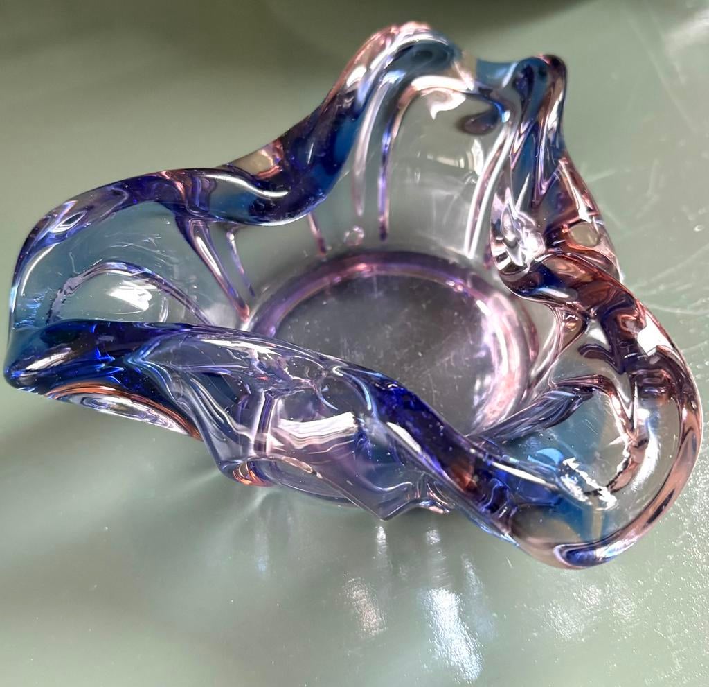 Vintage glazen Tsjechische Josef Hospodka asbak, Antiek en Kunst, Antiek | Glas en Kristal, Ophalen of Verzenden