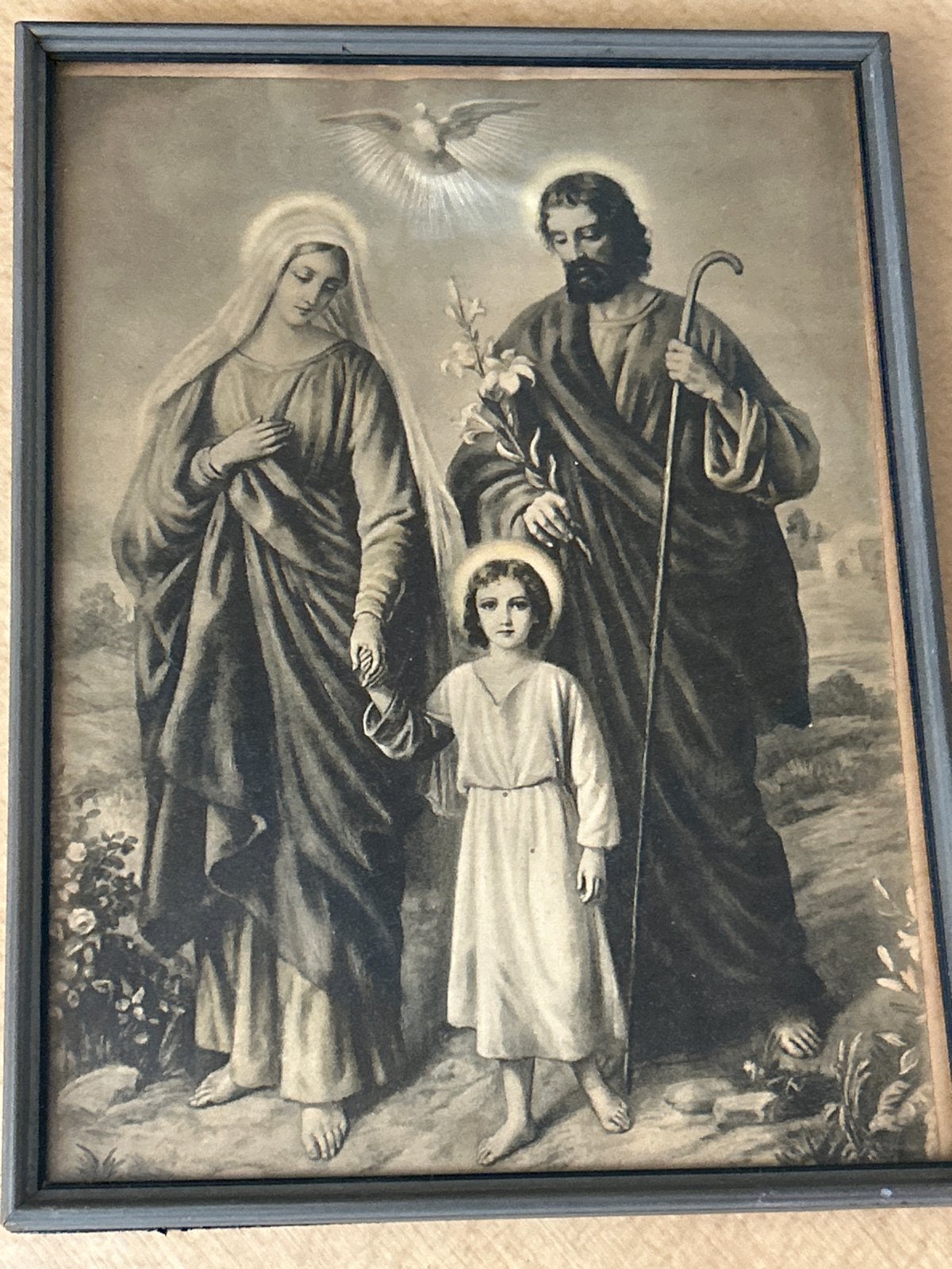 Antieke Heilige Familie Print - Zwart-wit, Ophalen of Verzenden