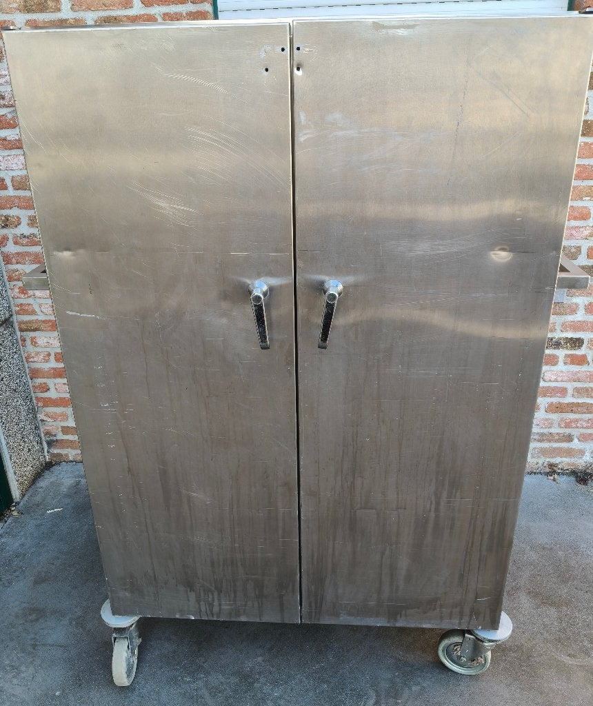 inox opbergkastop wielen met 4 deuren, Ophalen, Gebruikt, 50 tot 100 cm, Minder dan 100 cm