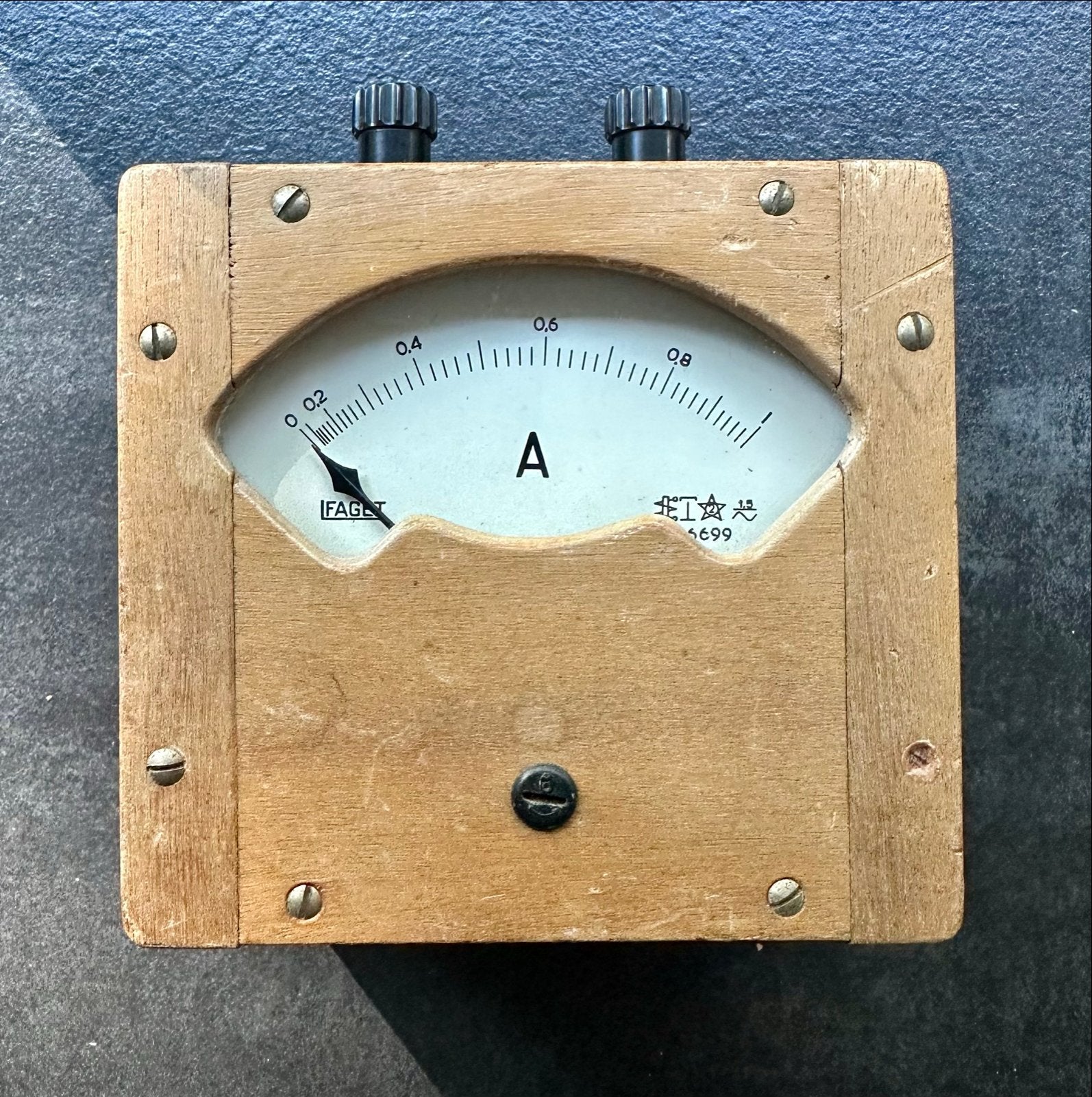 Vintage FAGET Ampèremeter in houten behuizing, Ophalen of Verzenden