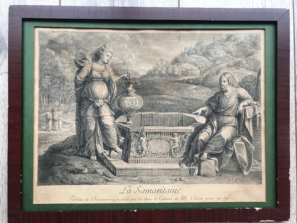 Horthemels 1729 - Christus en de vrouw van Samaria P0260, Ophalen of Verzenden, Ets, 1700 - 1799