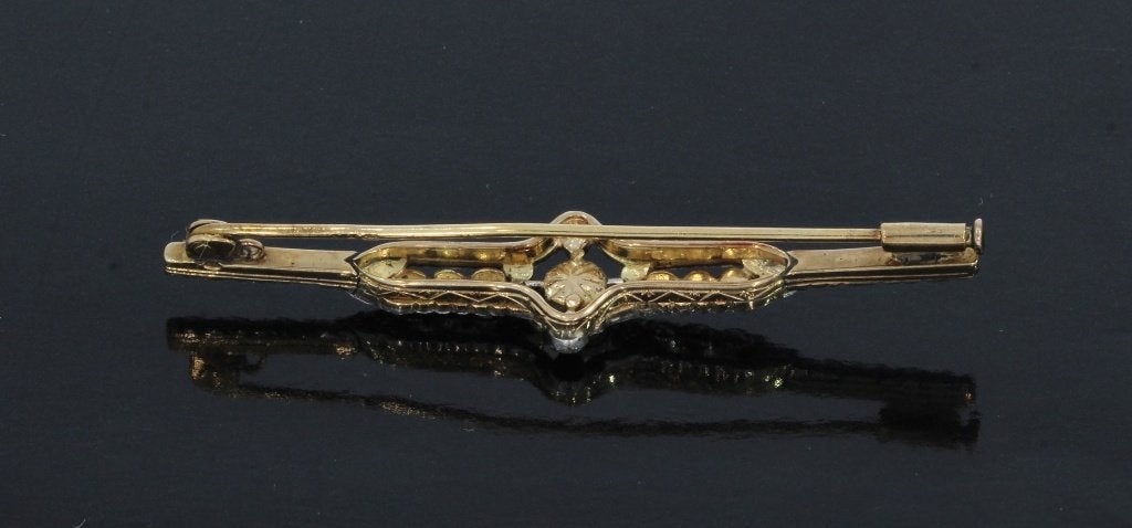 Diamanten fraaie 14k gouden broche antiek zilver victoriaans, Verzenden, Goud, Broche, Met edelsteen