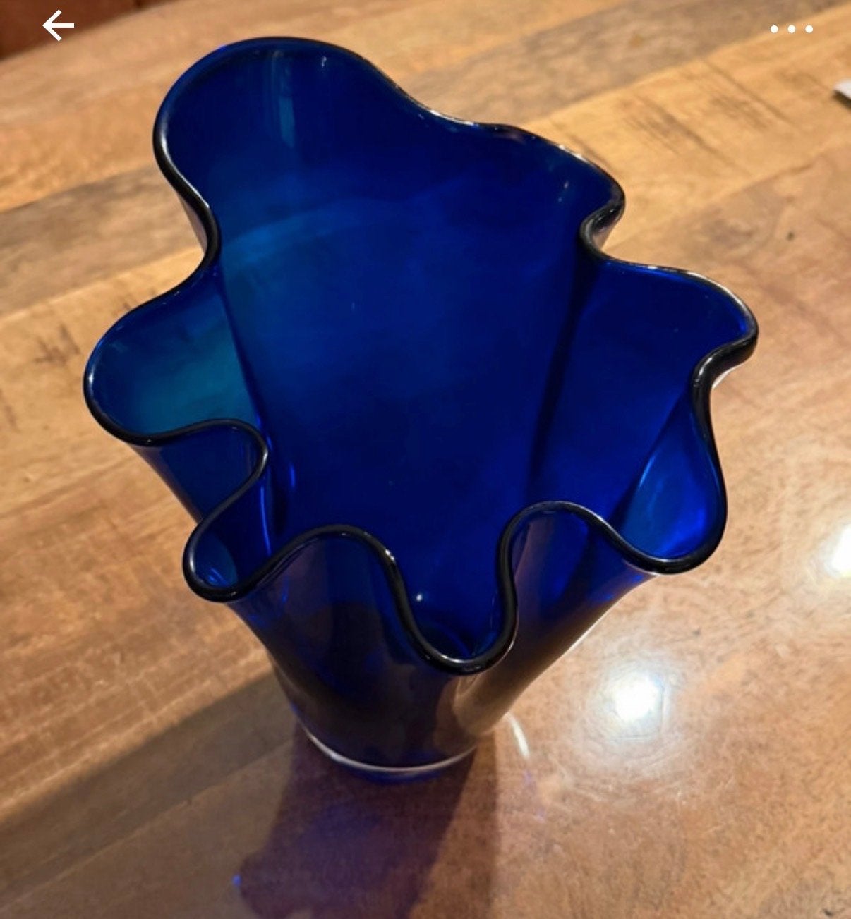 Kobaltblauwe Murano zakdoek vaas, Antiek en Kunst, Ophalen of Verzenden