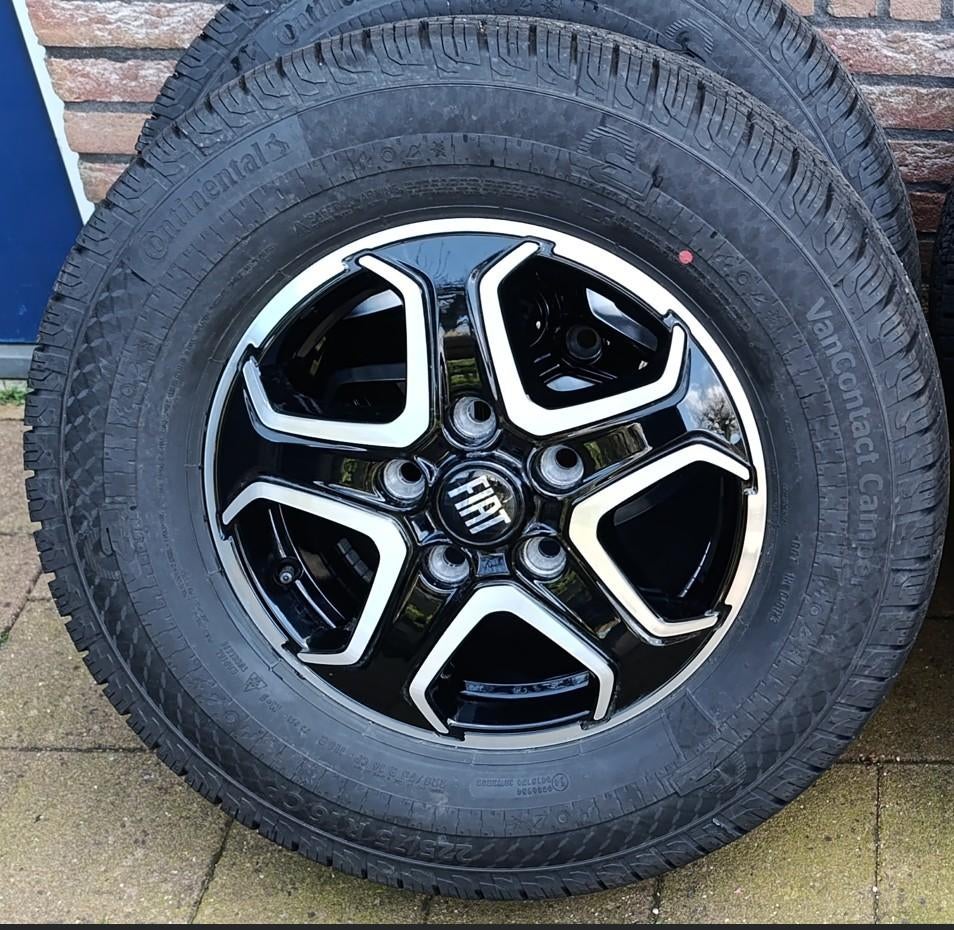 camper velgen 5x130 + continental 4seizoen 225/75-16 CP band, Ophalen, Bestelwagen, 16 inch, Nieuw