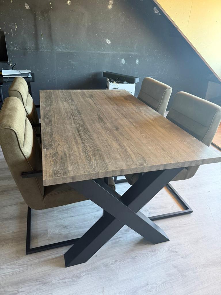 Zo goed als nieuwe eettafel set (1.63m x 1.00m), Ophalen, 100 tot 150 cm, Zo goed als nieuw, 150 tot 200 cm