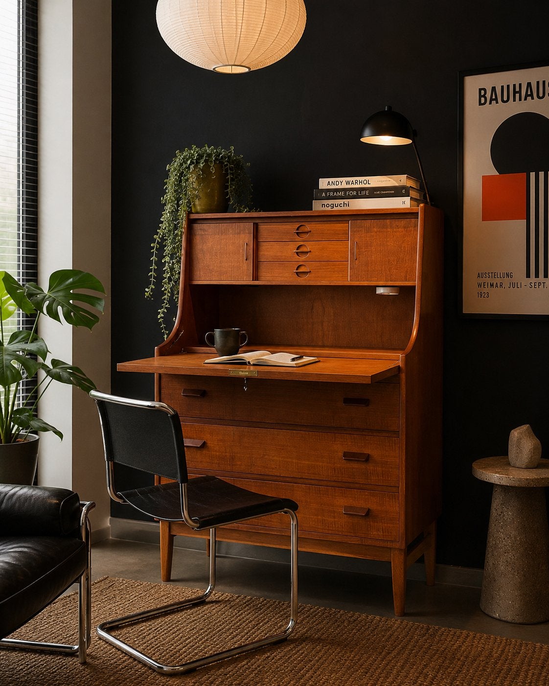 Secretaire van Poul Volther Bureau Deens Design Kast, Ophalen, Scandinavisch, Hout, Bruin