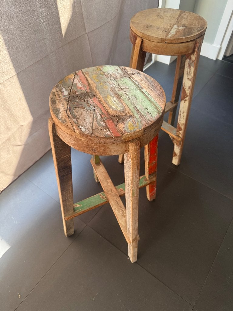 Barkrukken van wood, Ophalen, Met voetsteun, 60 tot 90 cm, Zo goed als nieuw