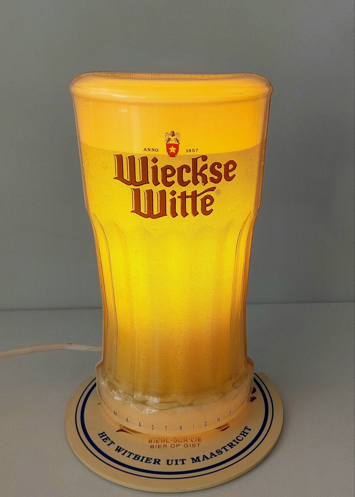 Oude Lichtbak Wieckse Witte Bierreclame Maastricht Reclame, Verzamelen, Verzenden, Gebruikt, Lichtbak of (neon) lamp