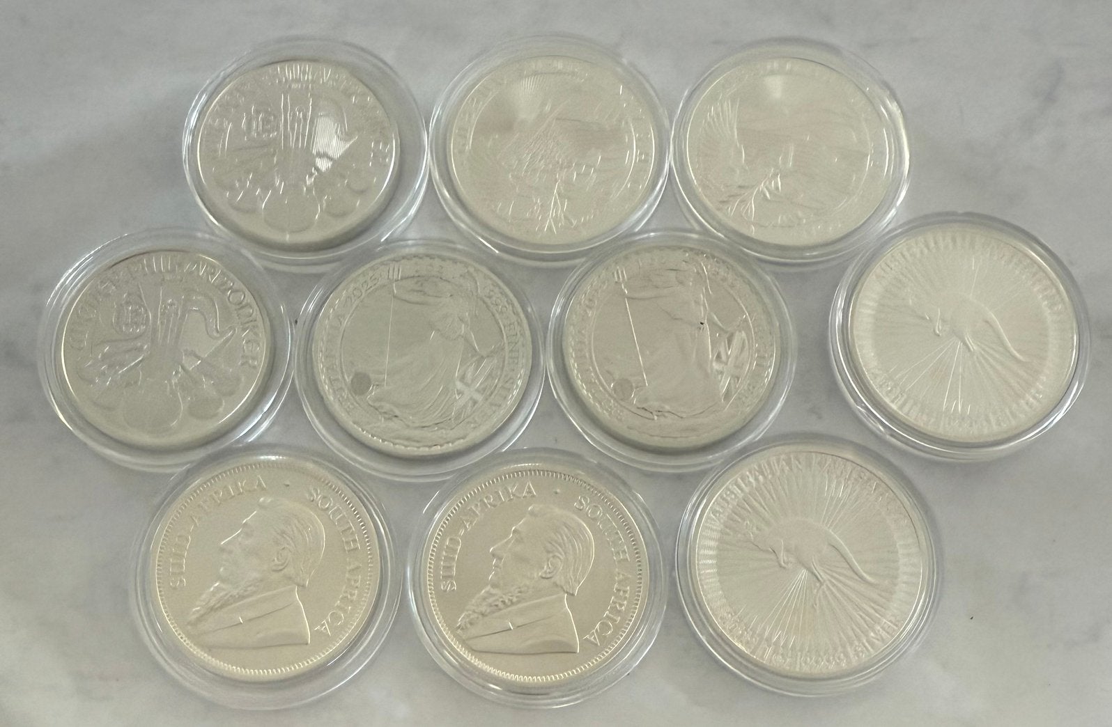 10x 1oz zilver / 5 verschillende Bullion coins / 999, Postzegels en Munten, Ophalen of Verzenden, Zilver