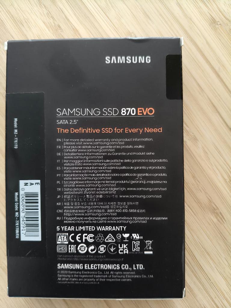 Samsung 870 EVO 1TB SSD, Computers en Software, Harde schijven, Ophalen, Intern, Nieuw, 1TB