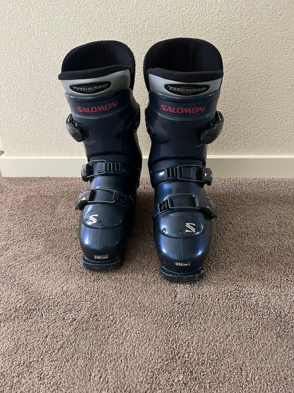 Skischoenen mt 26,5 salomon inclusief tas, Ophalen, 160 tot 180 cm, Schoenen, Salomon