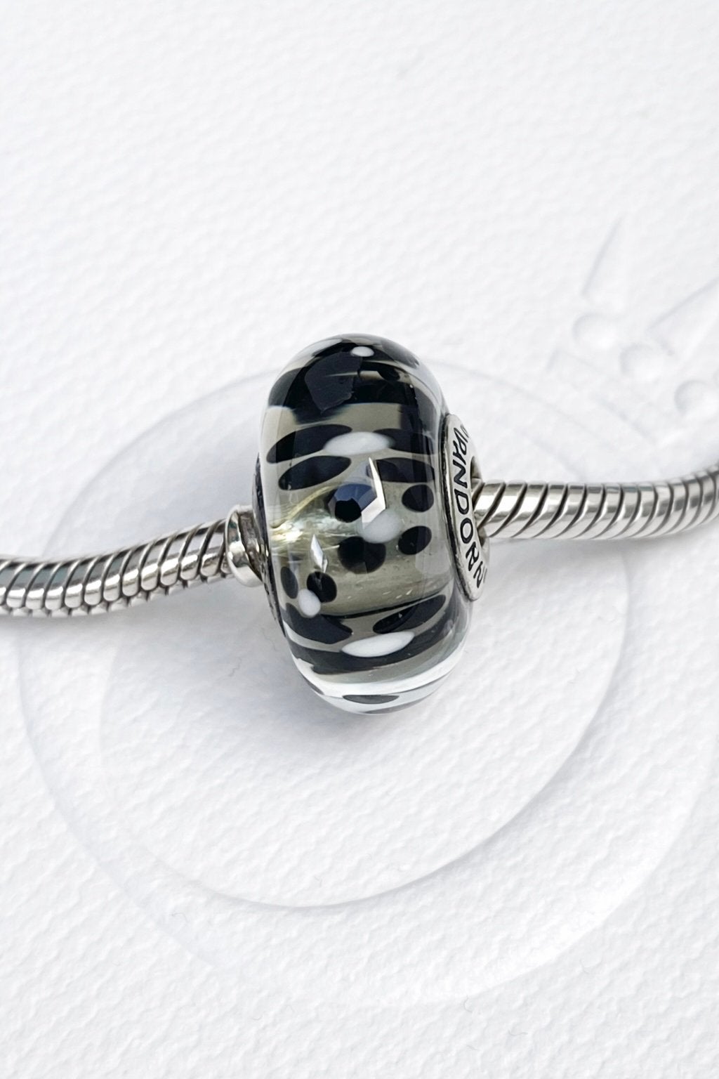 NIEUW Pandora Murano glas bedel XL zwart, Ophalen, Nieuw, Zilver, Pandora