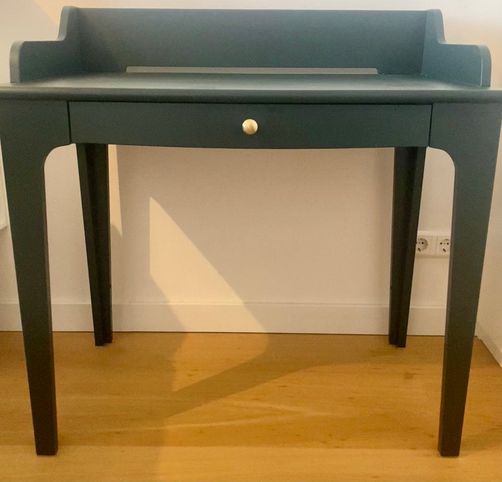 Donkerblauw/groen bureau met lade - ideaal voor thuiswerken, Huis en Inrichting, Ophalen, Groen, Secretaire, Zo goed als nieuw
