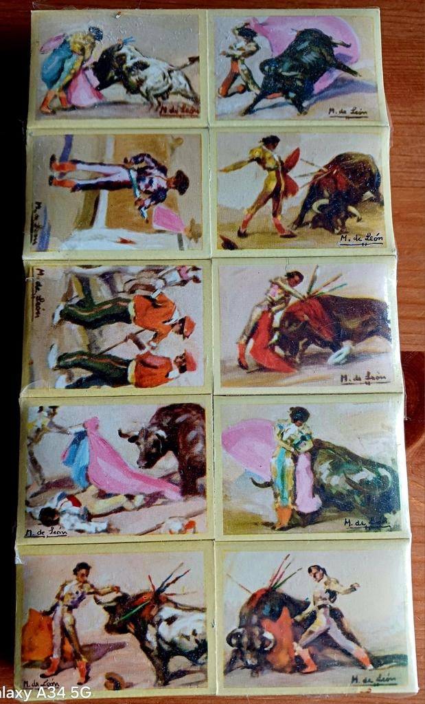 Vintage set van 10 oude tauromaquia-cromos (M. de León), Ophalen, Gebruikt