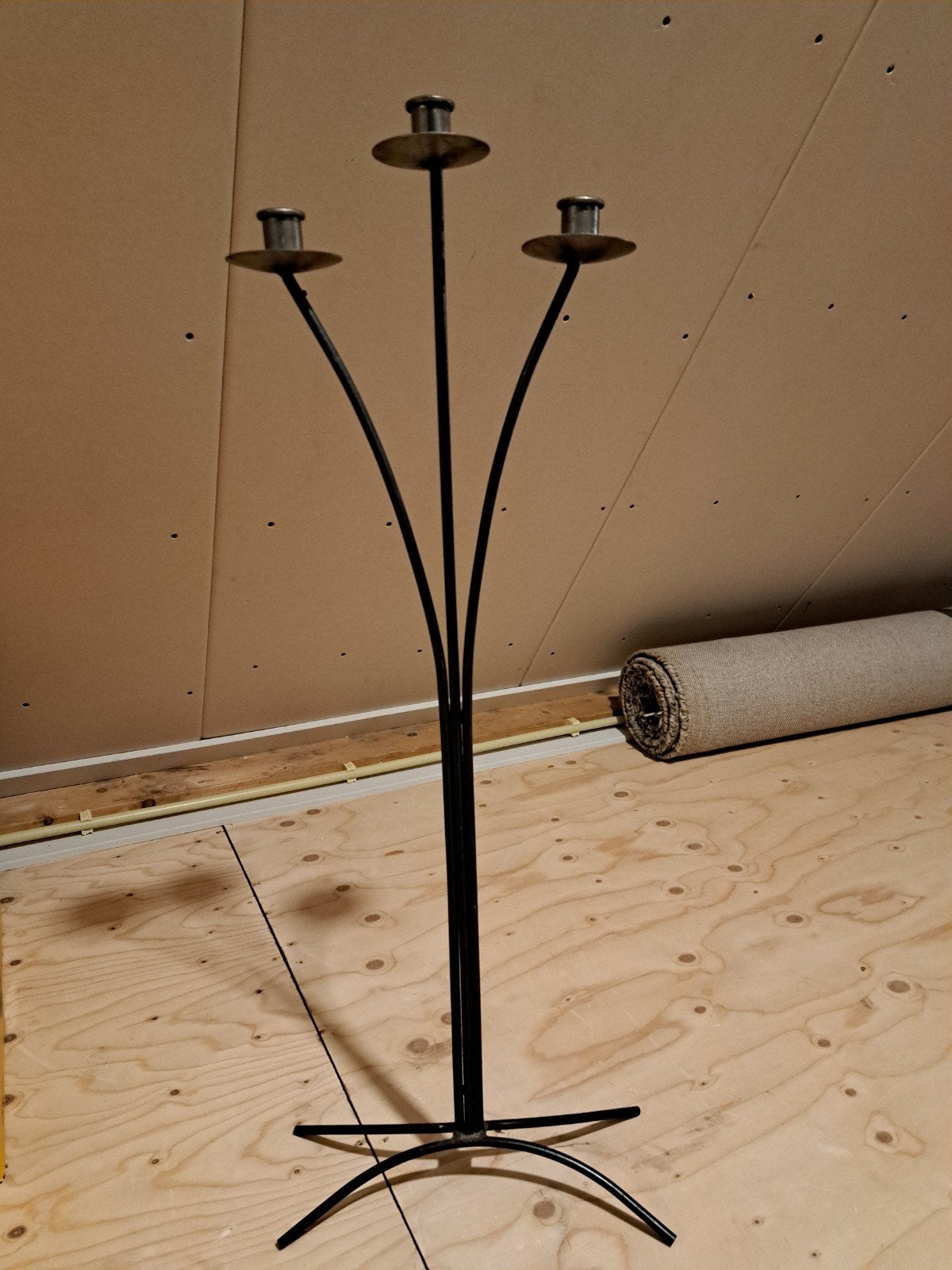 Elegante zwarte kandelaar voor 3 kaarsen, Gebruikt, Zwart, Ophalen of Verzenden, Metaal