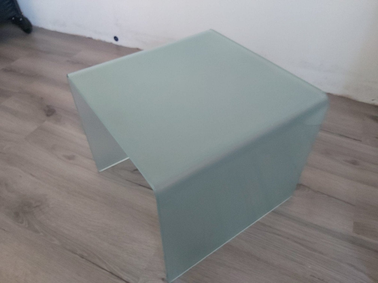 Glazen bijzettafel/krukje - Modern design, Ophalen, Minder dan 45 cm, Minder dan 55 cm, Gebruikt
