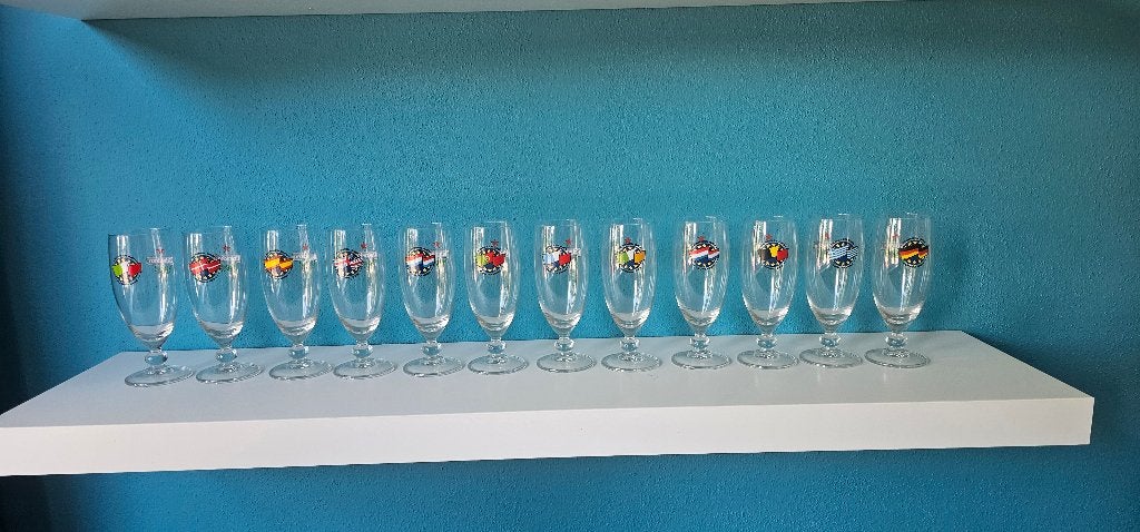 12x Heineken glazen Europa 1992, Ophalen of Verzenden, Nieuw, Glas of Glazen, Heineken
