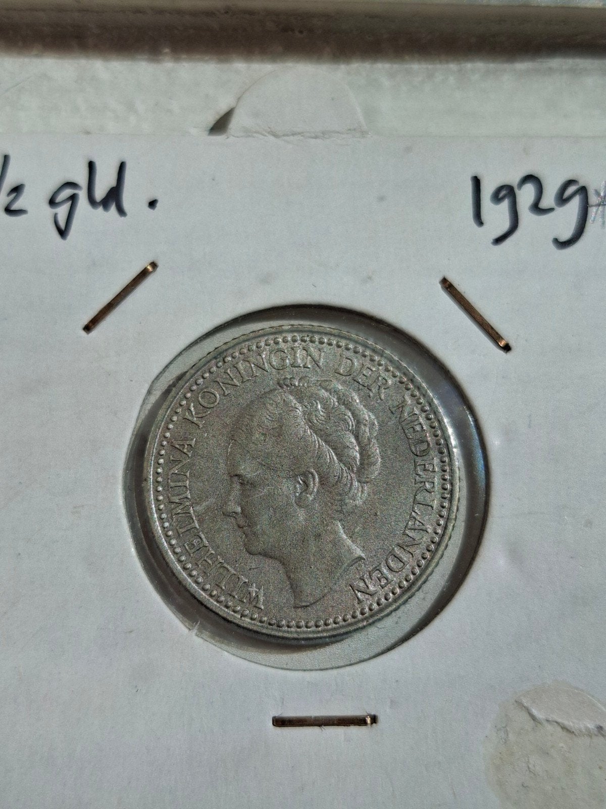 1/2 gulden 1929b parel onder g Wilhelmina munt, ½ gulden, Zilver, Ophalen of Verzenden, Koningin Wilhelmina