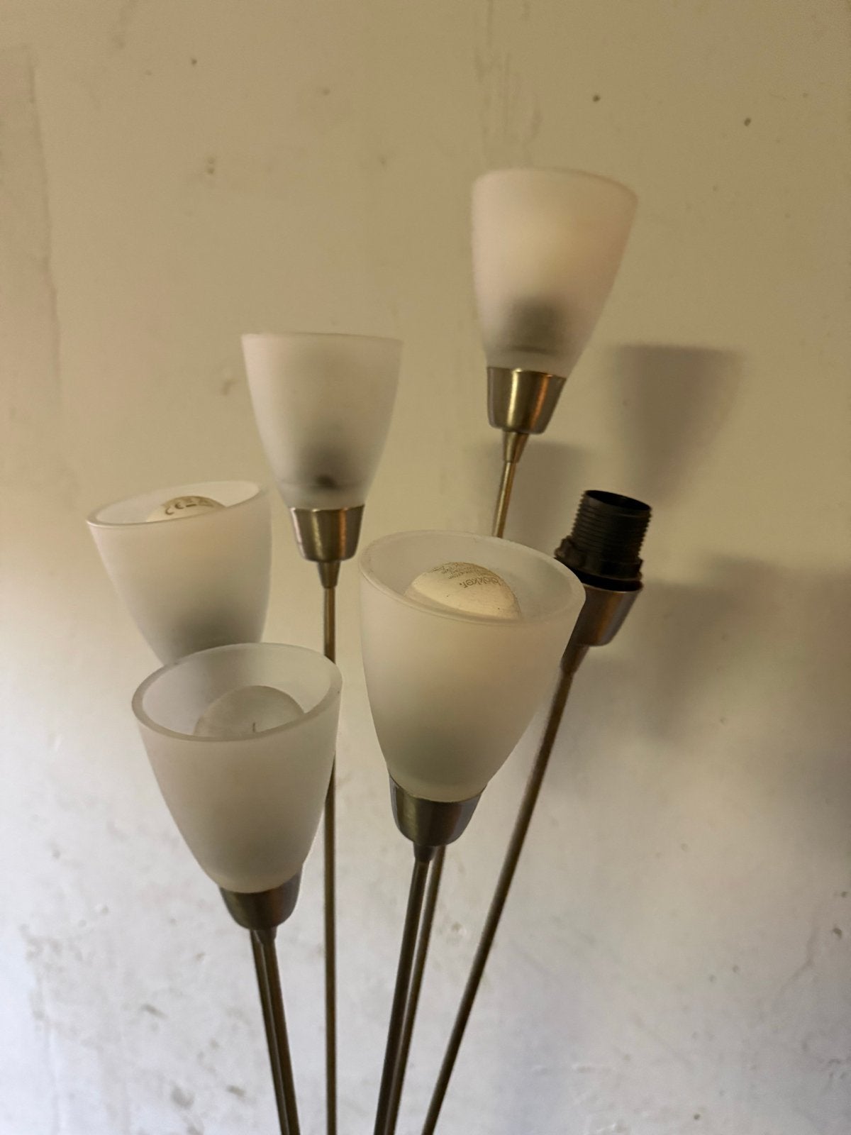 Moderne vloerlamp met 6 glazen kelken, Ophalen, Gebruikt, E14 (klein), Glas
