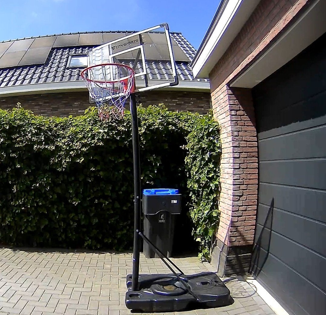 Verstelbare basketbalpaal met bord en ring, Sport en Fitness, Basketbal, Ophalen of Verzenden, Zo goed als nieuw, Ring, Bord of Paal