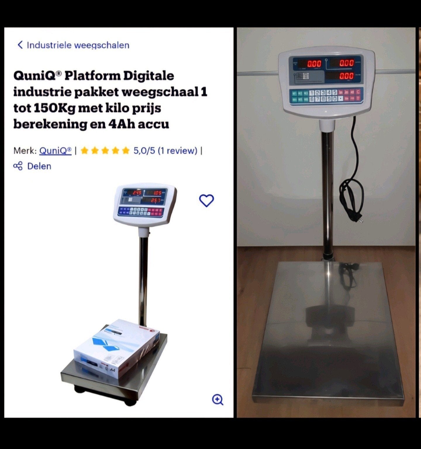 QuniQ digitale industriële platform weegschaal tot 150 kg, Witgoed en Apparatuur, Weegschalen, Ophalen