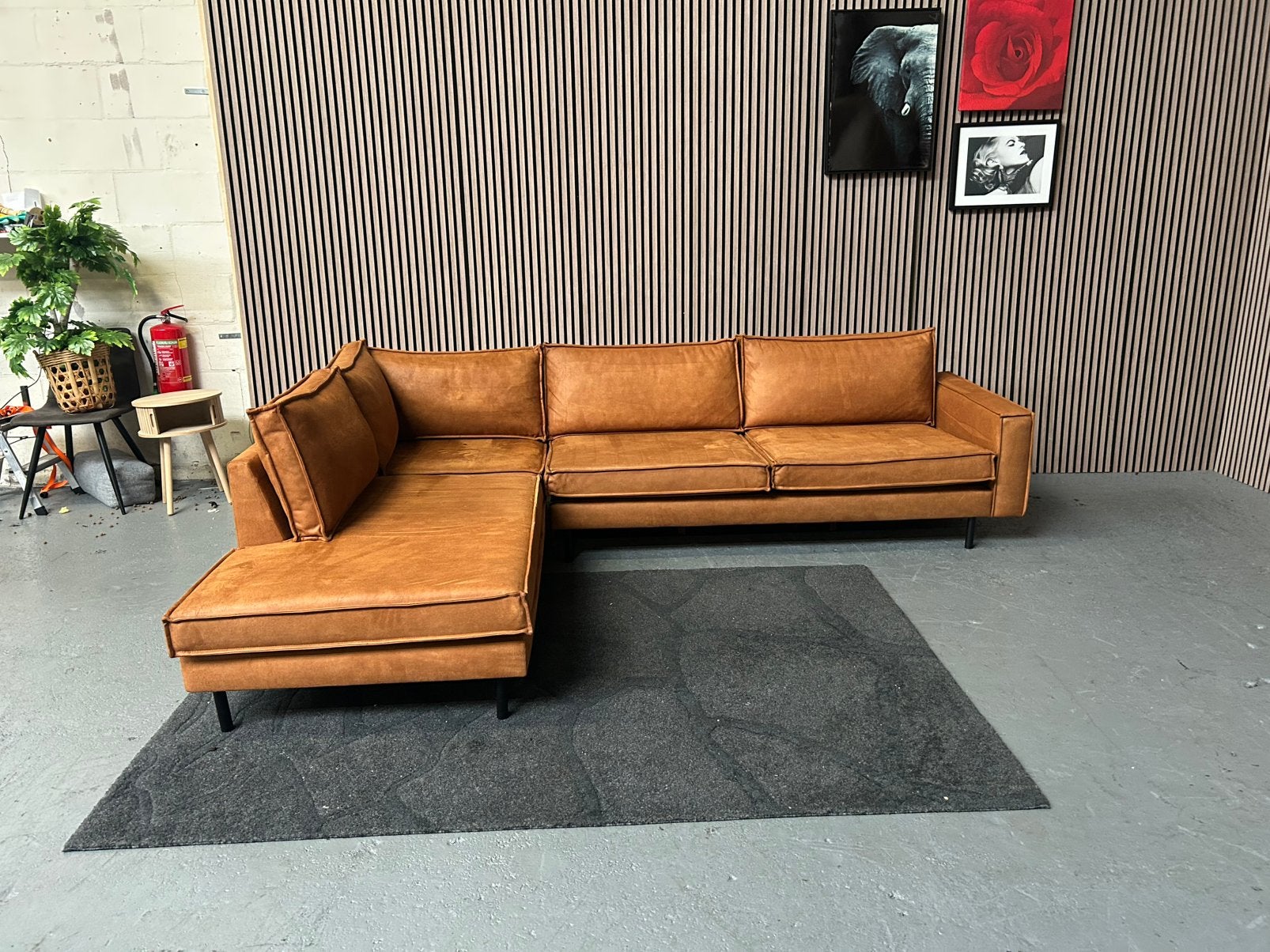 GRATIS LEVERING Hoekbank Cognac 288X220 GEREINIGD, 250 tot 300 cm, Hoekbank, Ophalen of Verzenden, Zo goed als nieuw