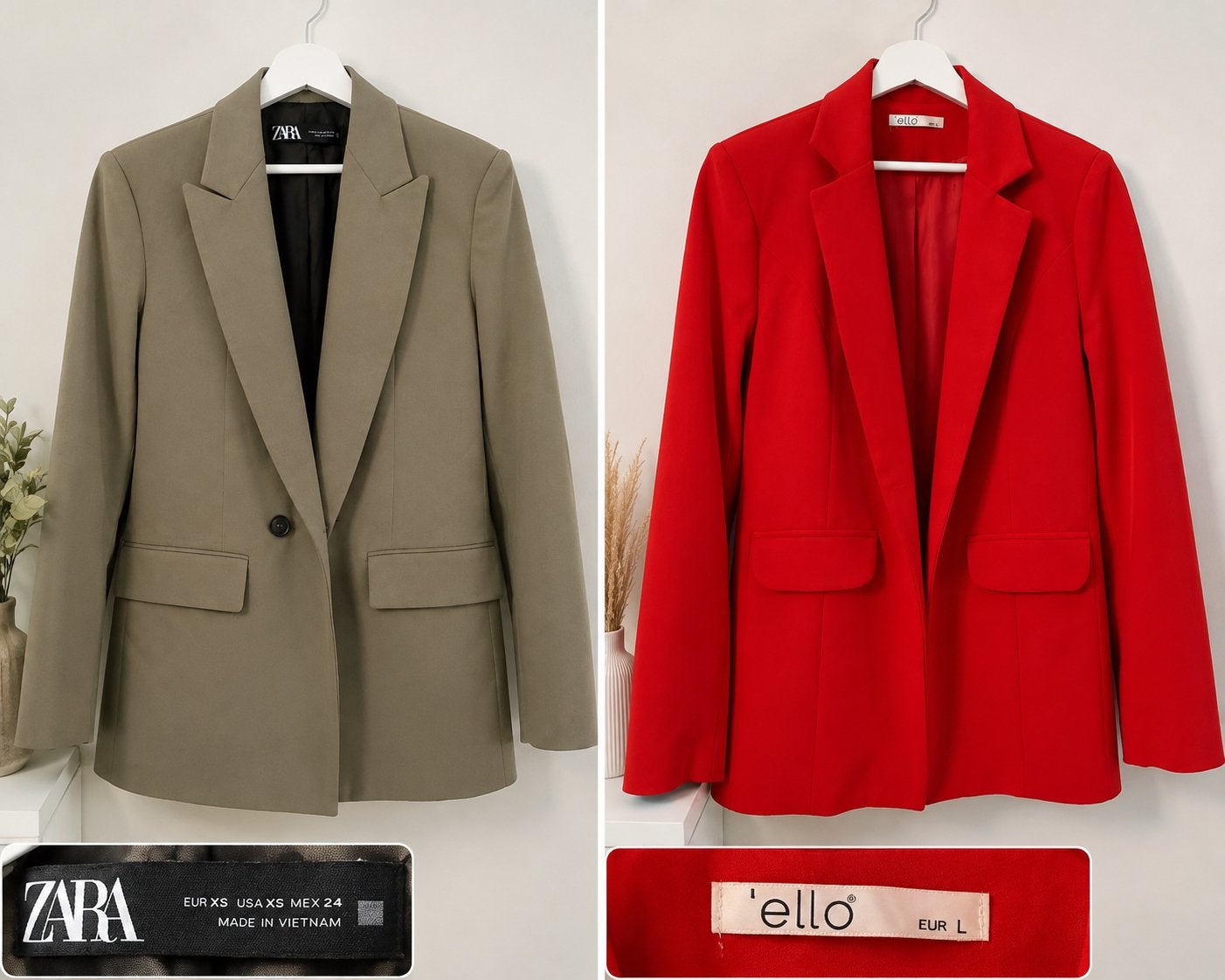 2 dames blazers – Zara XS & rode blazer L, Ophalen, Zo goed als nieuw, Maat 34 (XS) of kleiner, Rood