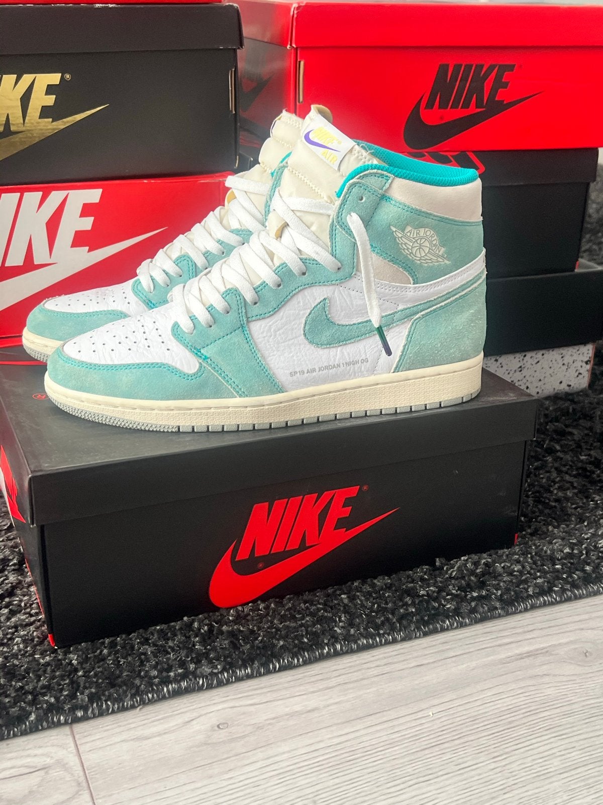 Nike Air Jordan 1 Retro High OG Turbo Green, Blauw, Ophalen of Verzenden, Sneakers of Gympen, Zo goed als nieuw