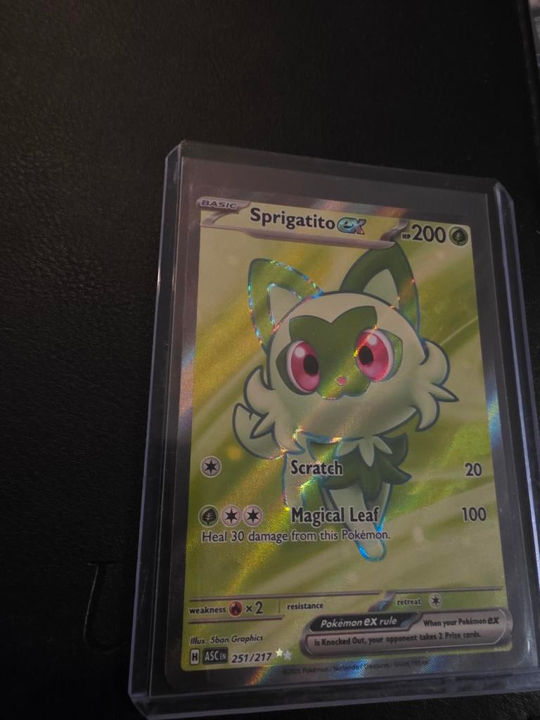 Sprigatito ex 251/217 Pokémon kaart - Foil, Ophalen of Verzenden, Zo goed als nieuw, Losse kaart, Foil
