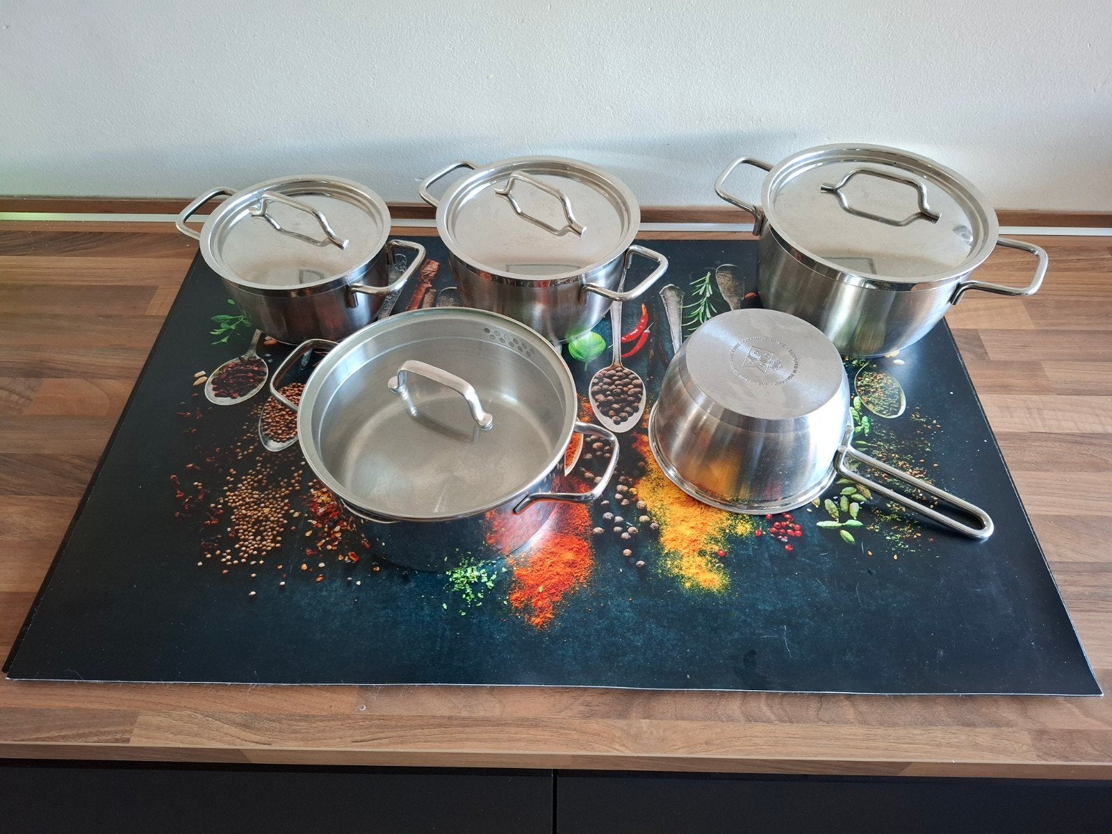 Pannenset - MasterChef en BK merk - RVS, Gebruikt, Geschikt voor inductie, Pannenset, Ophalen of Verzenden