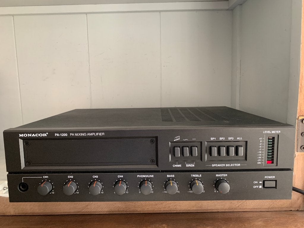 Monacor PA-1200 - 4-Zone Mono ELA Mengversterker -Nieuwstaat, Ophalen of Verzenden, Zo goed als nieuw, Audio