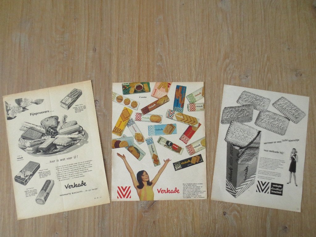 Verkade Reclame 3 x Verkade Reclames. Gaaf., Ophalen of Verzenden, Zo goed als nieuw, Overige typen