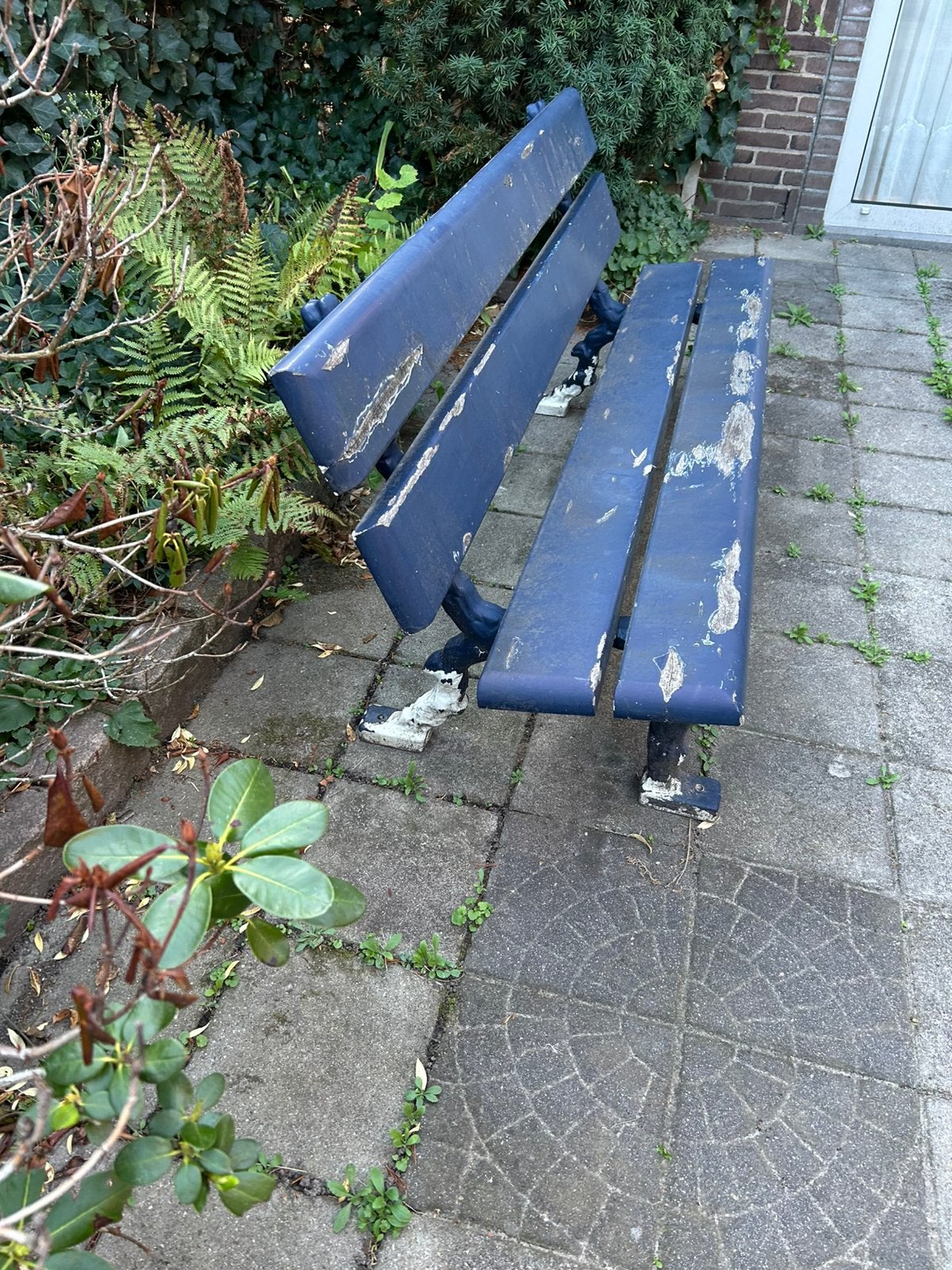 Zware stadsbank met gietijzeren onderstel, Ophalen, Gebruikt, Hout