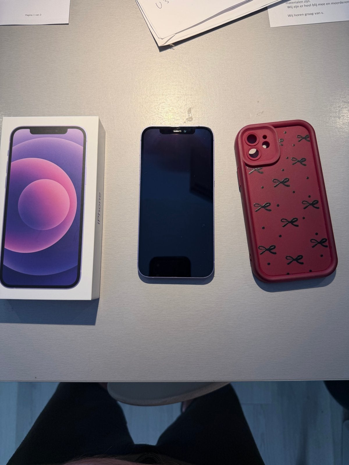 iPhone 12, Paars, 128GB, inclusief hoesje en doos, Telecommunicatie, Mobiele telefoons | Apple iPhone, Ophalen, 128 GB, Paars