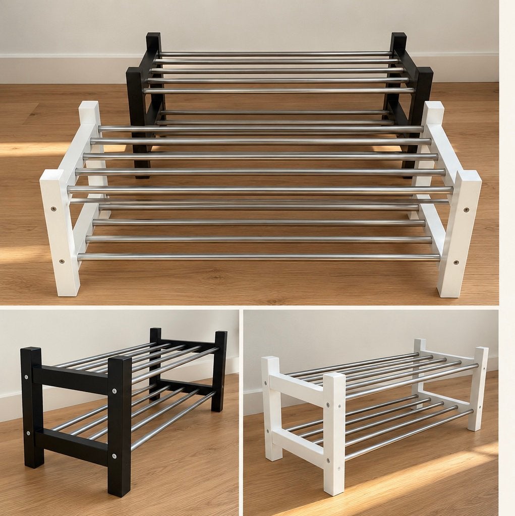 IKEA TJUSIG schoenenrekken – zwart en wit – 2 stuks, Ophalen, Zo goed als nieuw