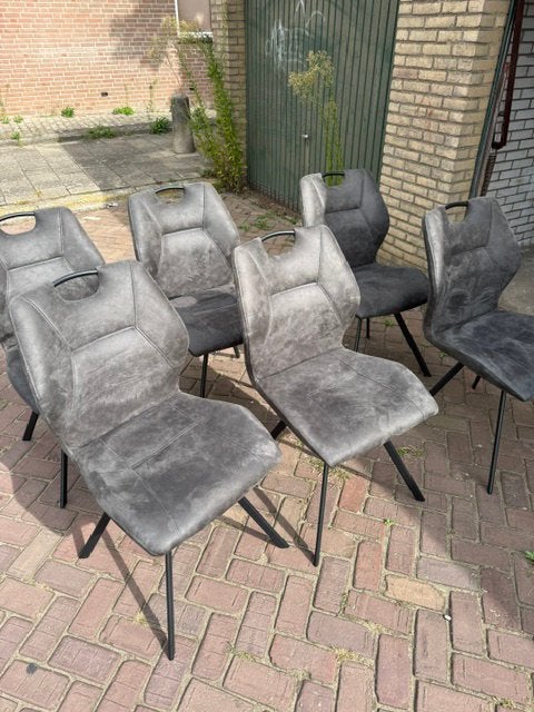 6 eetkamerstoelen Jesse (Leen Bakker), Huis en Inrichting, Ophalen, Zo goed als nieuw, Grijs, Stof