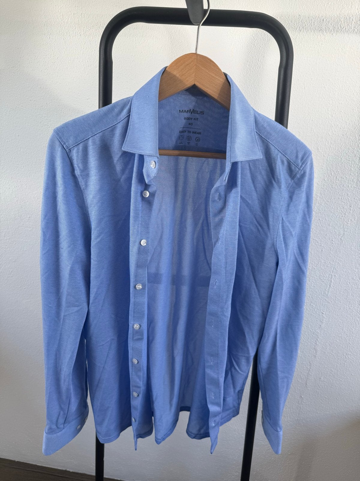 Marvelis Body Fit overhemd - Halswijdte 40, Kleding | Heren, Ophalen of Verzenden, Zo goed als nieuw, Blauw, Halswijdte 39/40 (M)