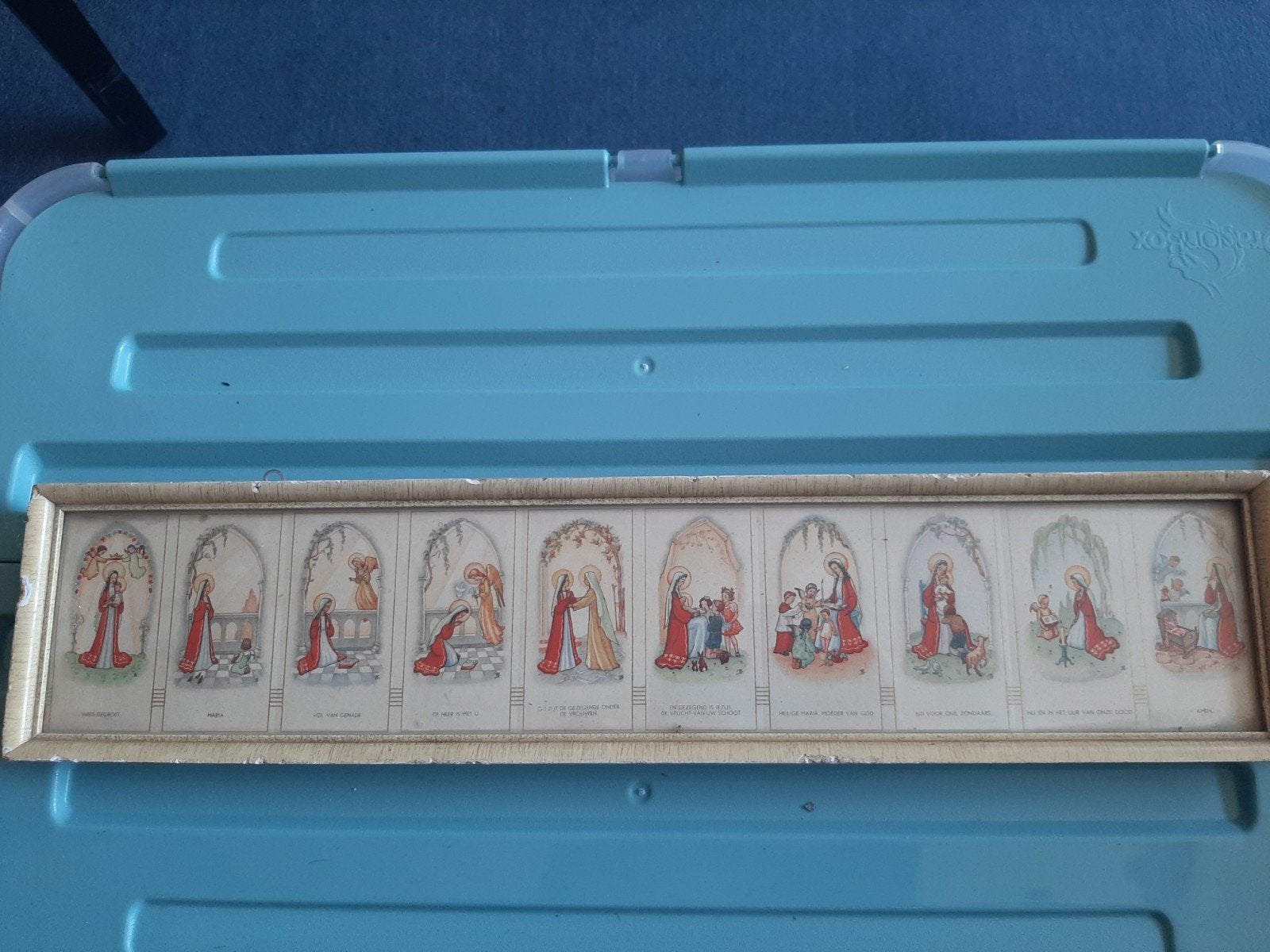 Antieke religieuze prentenlijst - Leven van Maria, Antiek en Kunst, Ophalen