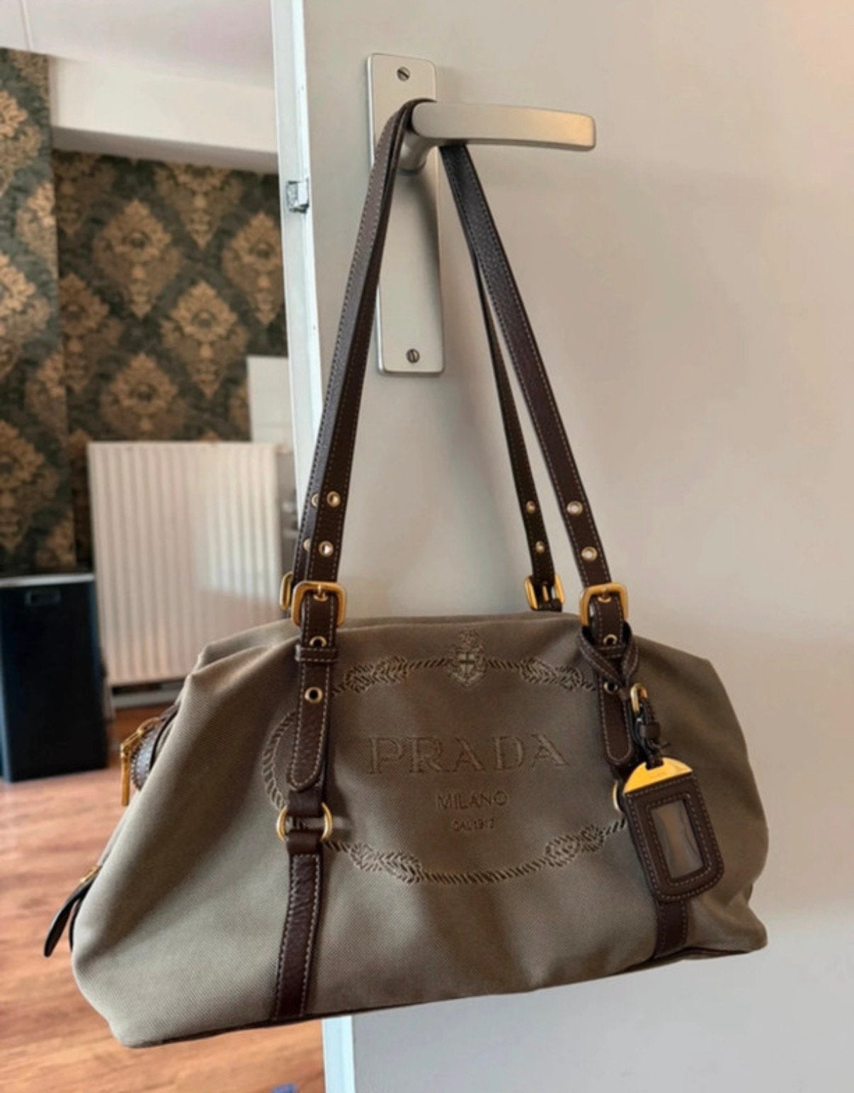 Autentieke prada tas., Ophalen of Verzenden, Gebruikt, Beige, Handtas