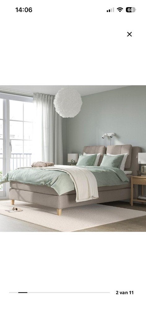 Lillfjället boxspring inclusief matras, Ophalen, Beige, Tweepersoons, Zo goed als nieuw